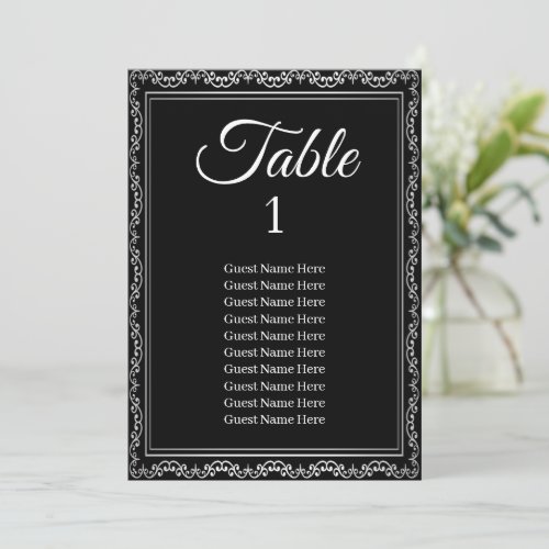 Luxurious Silver Frame Wedding Seating Chart Card 