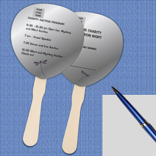 Luxurious Silver Sheen Charity Auction Hand Fan