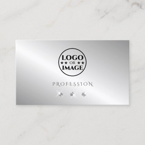 Luxurious Silver Sparkle Diamonds Add Logo Elegant Business Card