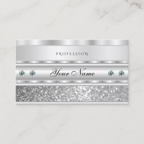 Luxurious Silver Sparkling Glitter with Diamonds Business Card