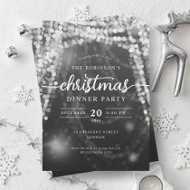 Luxurious Silver Winter Lights Christmas Party  Invitation