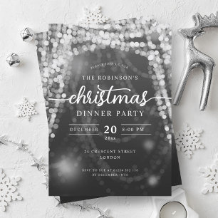 Luxurious Silver Winter Lights Christmas Party Invitation
