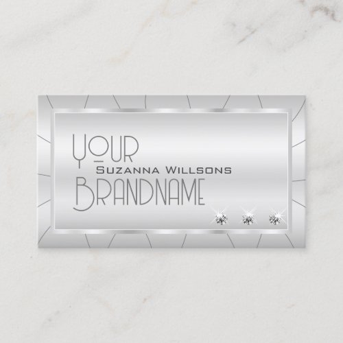 Luxurious Silver with Ornate and Diamonds Creative Business Card