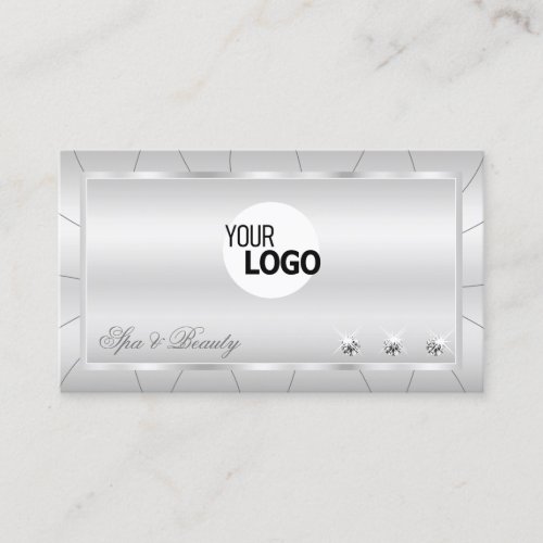 Luxurious Silver with Ornate Diamonds and Logo Business Card