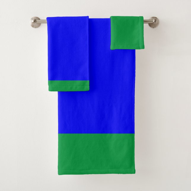 LUXURIOUS SPA COBALT BRIGHT BLUE GREEN TRIM BATH TOWEL SET (Insitu)