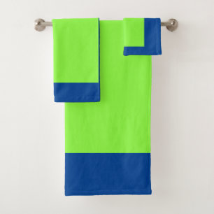 LUXURIOUS SPA LIME GREEN AND BLUE BATH TOWEL SET