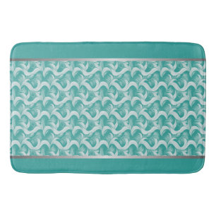 Luxurious Teal Abstract Intricate Bath Mat