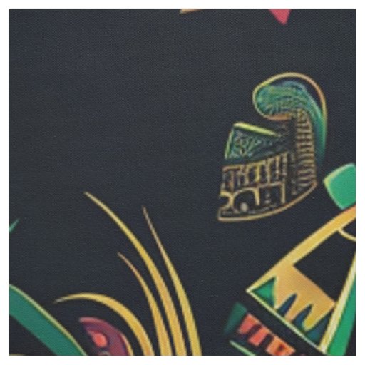 Luxurious Teal "Ancestral Paradigm" Cotton Twill F Fabric