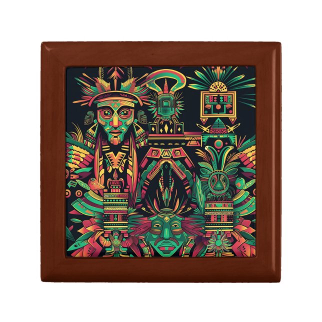 Luxurious Teal "Ancestral Paradigm" Oak Wine Gift  Box (Front)