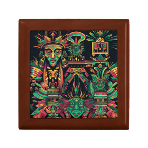 Luxurious Teal "Ancestral Paradigm" Oak Wine Gift Gift Box