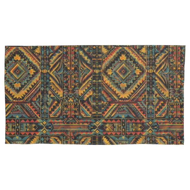 Luxurious Teal "Centuries-Old Geometric Elegance"  Pillow Case (Front-Left)
