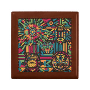 Luxurious Teal "Eclipsed Suns and Pyramids" Oak Gi Gift Box