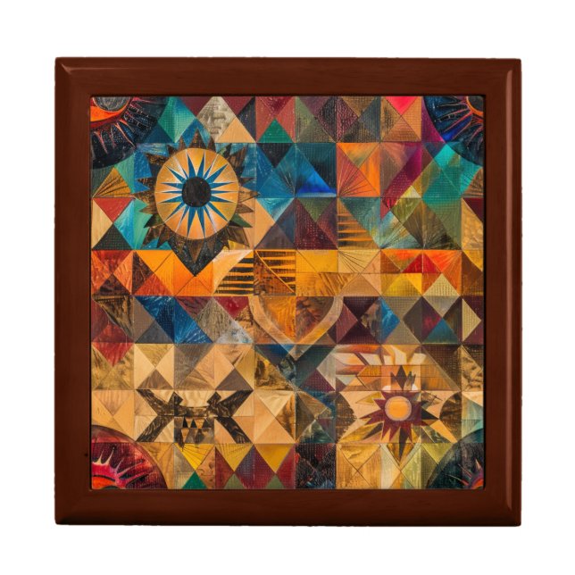 Luxurious Teal "Inherited Artistry" Oak Tile Gift  Box (Front)