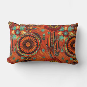 Luxurious Teal "Intricate Echoes" Accent Lumbar Cu Pillow