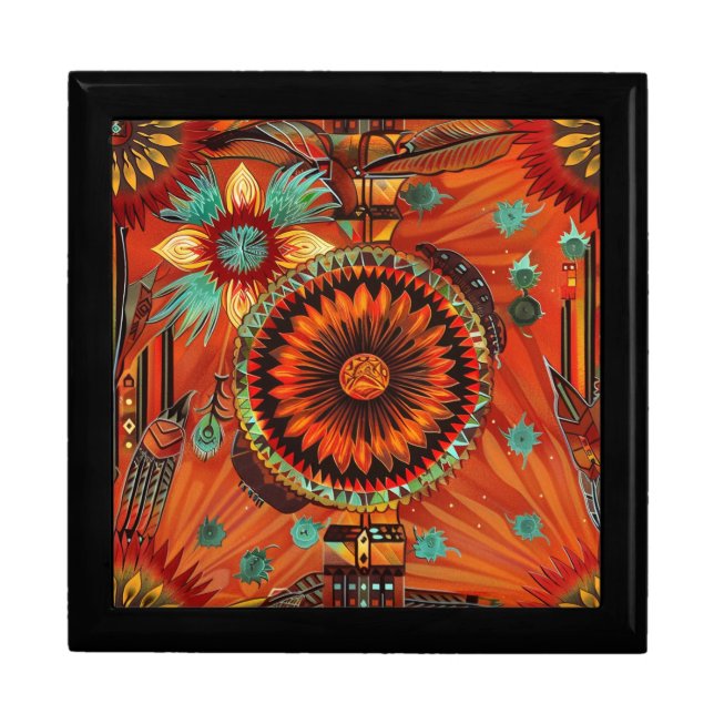 Luxurious Teal "Intricate Echoes" Decorative Gift  Box (Front)