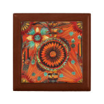 Luxurious Teal &quot;Intricate Echoes&quot; Oak Wood Square  Gift Box