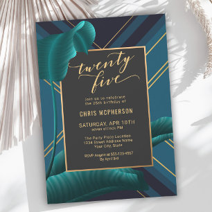 Luxurious Tropical Foliage 25th Birthday Party Invitation