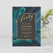 Luxurious Tropical Foliage 40th Birthday Party Invitation (Standing Front)