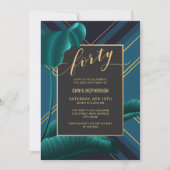 Luxurious Tropical Foliage 40th Birthday Party Invitation (Front)