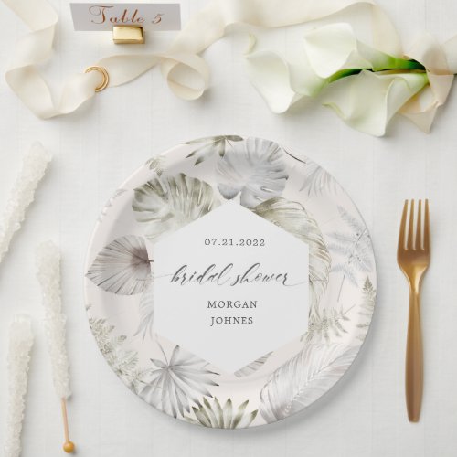 Luxurious Tropical Foliage Bridal Shower Paper Plates