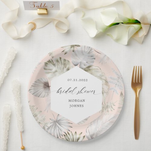 Luxurious Tropical Foliage Bridal Shower Paper Plates