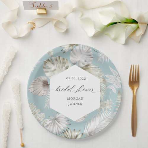 luxurious tropical foliage Bridal Shower Paper Plates