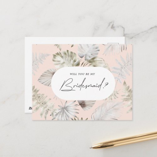 Luxurious Tropical Foliage Bridesmaid Invitation Postcard