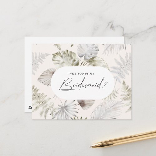 Luxurious Tropical Foliage Bridesmaid Invitation Postcard