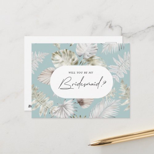 Luxurious Tropical Foliage Bridesmaid Invitation Postcard