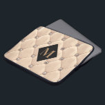 Luxurious Tufted Gold Monogram Laptop Sleeve<br><div class="desc">Our "Luxurious Tufted" collection features beautiful rose gold and gold tufted backgrounds with rhinestones. In the middle is a diamond shape placeholder for monograms and business info in different colors. Check out our store for more items from this collection.</div>