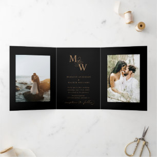 Luxurious Typography Budget Photo Tri-Fold Invitation