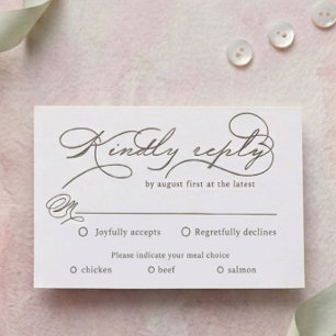 Luxurious Typography Budget RSVP Letterpress Cards