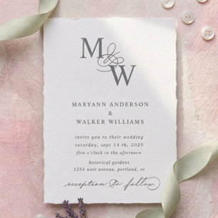 Luxurious Typography Budget Wedding Letterpress Invitation