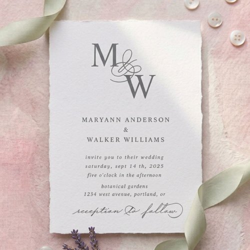 Luxurious Typography Budget Wedding Letterpress Invitation