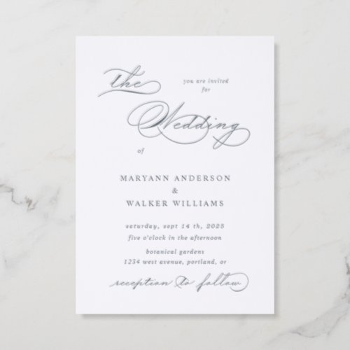 Luxurious Typography Budget Wedding Letterpress Invitation