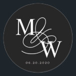 Luxurious Typography Wedding Monogram Classic Round Sticker<br><div class="desc">Our "Luxurious Typography" collection features beautiful custom calligraphy script with ample swirls in faux foil of different colors along with matching double foil border. All your script for the customization is in elegant serif font. You can choose to mix and match faux foil colors for your complete set and choose...</div>