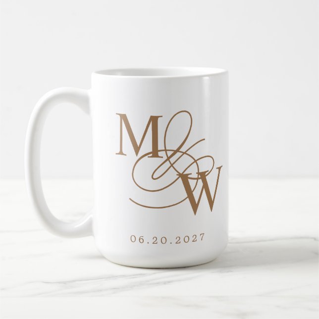 Luxurious Typography Wedding Monogram Coffee Mug (Left)