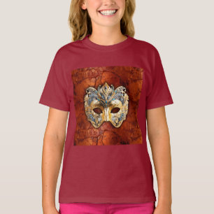 Luxurious Venetian Mask on Red-Rust Background T-Shirt
