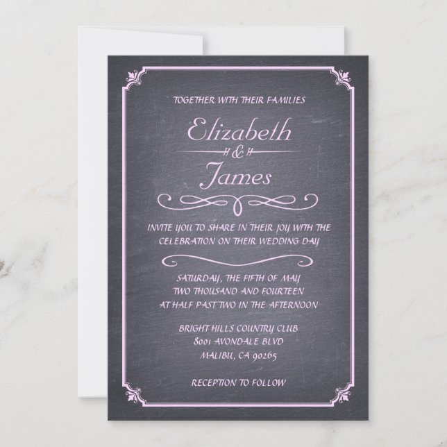 Luxurious Vintage Chalkboard Wedding Invitations (Front)