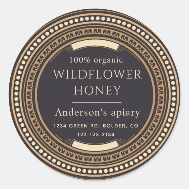 luxurious vintage golden honey jar label (Front)