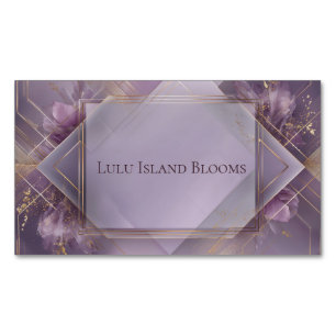 Luxurious Violet Gold Geometric Floral Modern Business Card Magnet