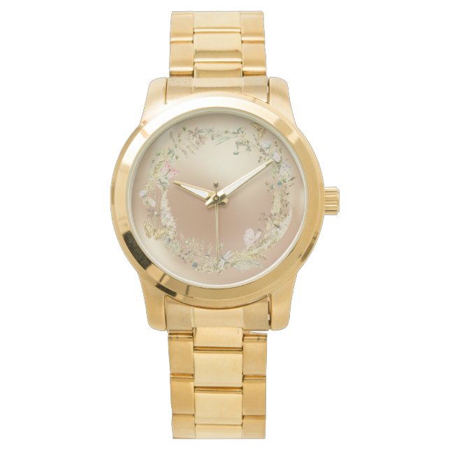 Luxurious Watch, Flowers Pattern,Pearl Background Watch (Front)