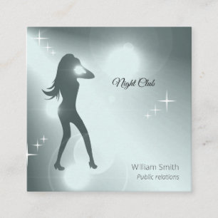 Luxurious Water Brilliant Dancing Girl Silhouette Square Business Card
