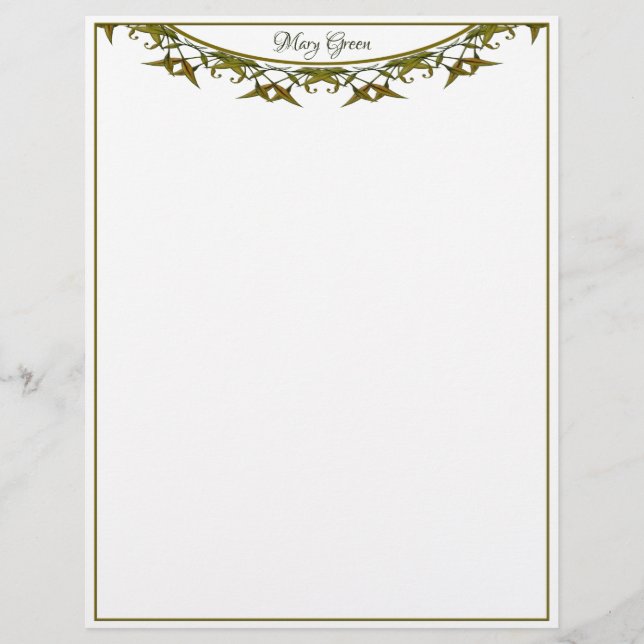 Luxurious watercolor leaves letterhead (Front)