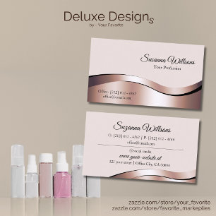 Luxurious Waved Rose Gold Decor Deluxe Eye Catcher Business Card