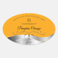 Luxurious Wavy Silver Decor Orange Monogram Label