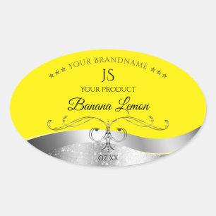 Luxurious Wavy Silver Decor Yellow Monogram Label