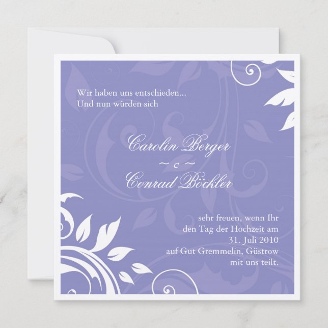 Luxurious Wedding Invitation - German Text 2 (Front)