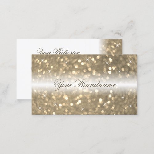 Luxurious White and Gold Sparkling Glitter Stylish Business Card