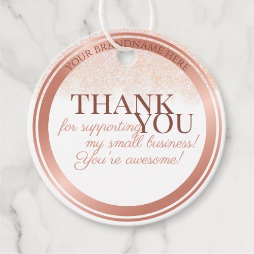 Luxurious White and Rose Gold Packaging Thank You Favor Tags